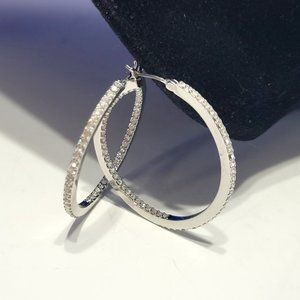 Givenchy Hoop Earrings Rhodium and Pave Crystals
